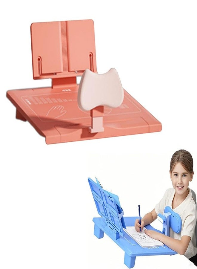 chislim Sitting Posture Corrector for Kids,Student Desktop Writing Board with Book Stand,Height Adjustable,Prevent Myopia,Fits Most Study Tables (Pink) - Image 1