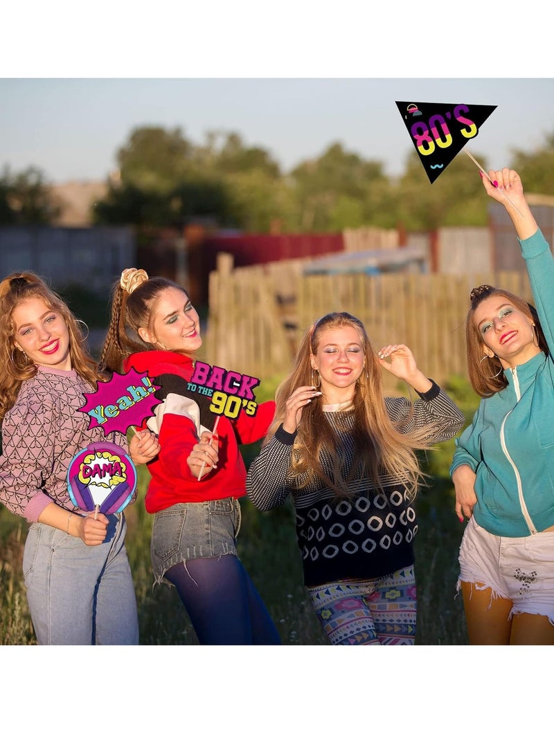 Excefore 90s Photo Booth Props,36 Pcs 70s 80s 90s Theme Disco Party Decor,Disco Hip Hop Retro Photography Photo Booth Backdrop for Disco Birthday Party Supplies Adults Kids - Image 3