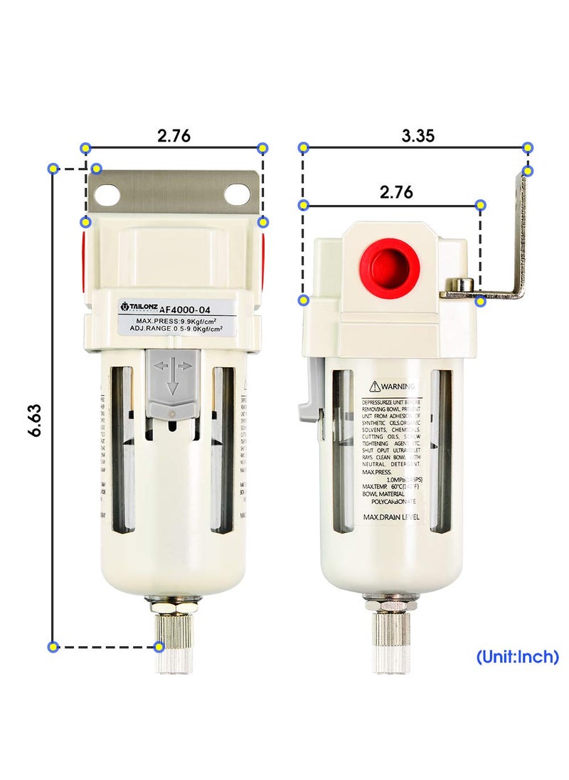 Tailonz Pneumatic 12 Inch NPT Air Filter Air Tool Compressor Filter AF400004