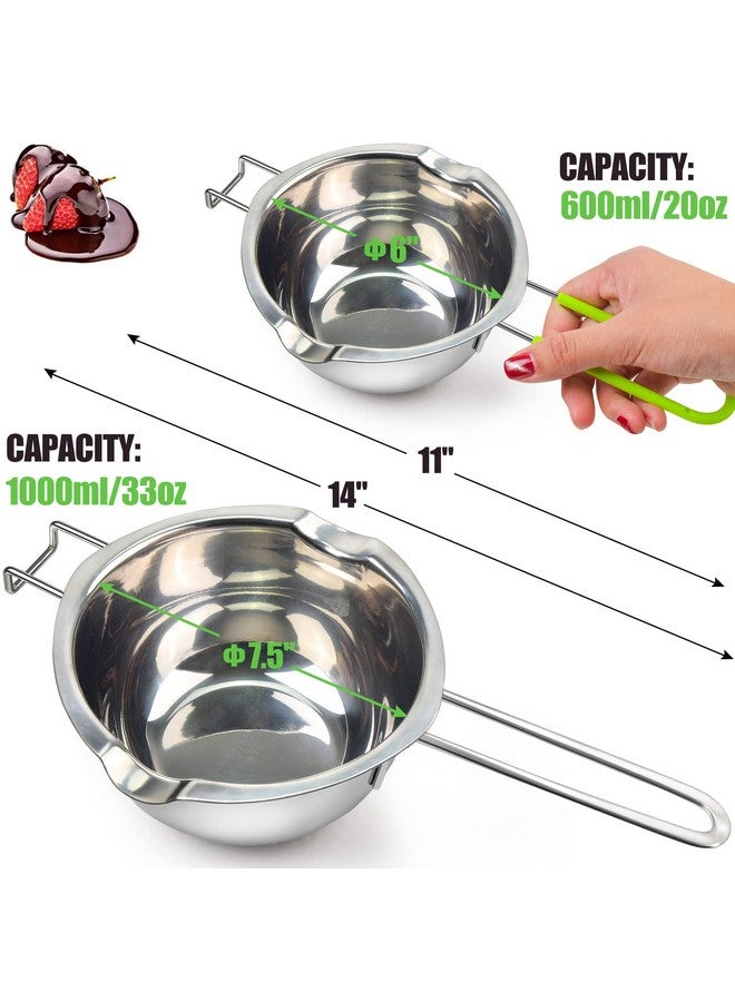 Sysmie Double Boiler Pot Set for Melting Chocolate, Butter, Cheese, Caramel and Candy - 18/8 Steel Melting Pot, 2 Cup Capacity, Including The 1000ml and 600ml Capacity… - Image 2