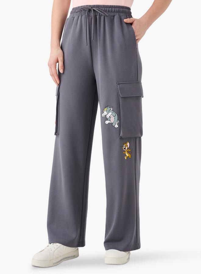 SP Characters Tom and Jerry Print Cargo Jog Pants with Drawstring Closure - Image 1