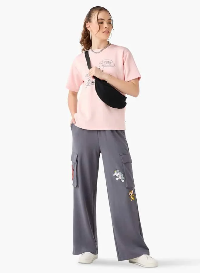 اس بي كاركترز Tom and Jerry Print Cargo Jog Pants with Drawstring Closure