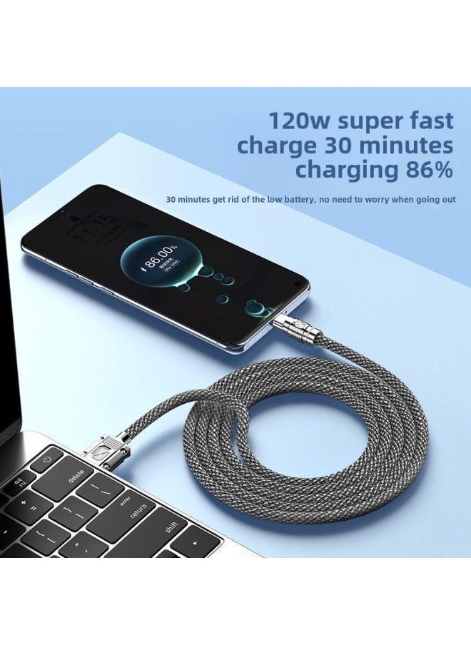 Generic - Bold 240W Data Line Typec Fast Charging For Huawei Glory Xiaomi Mobile Phone Tablet Typec Charging Line 7A-Color:Flamingo Orange [bold 1 Pack] Apple Interface - 1.0m [official Premium Bold] Flash Charging With Night Light - Image 1