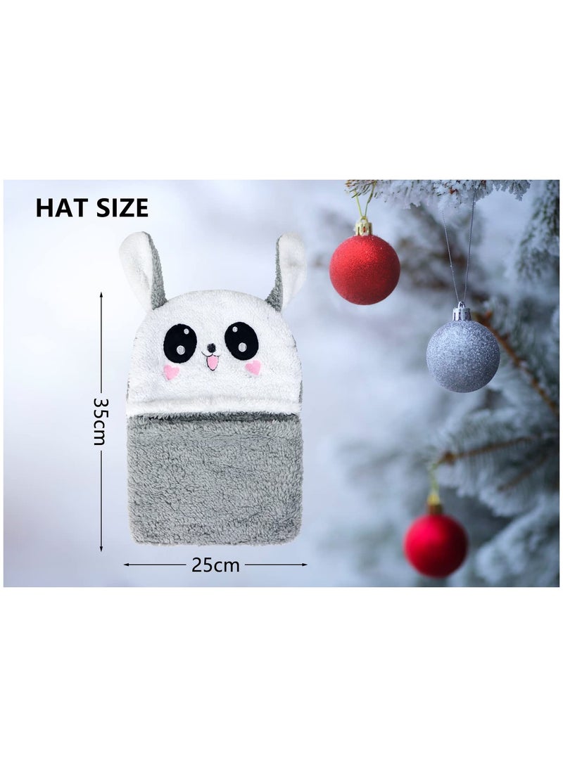 2 in 1 Kids Winter Hat & Scarf,  Plush Rabbit Balaclava for Boys & Girls, Soft & Breathable Outdoor Warmth (4-7 Years) - Image 4