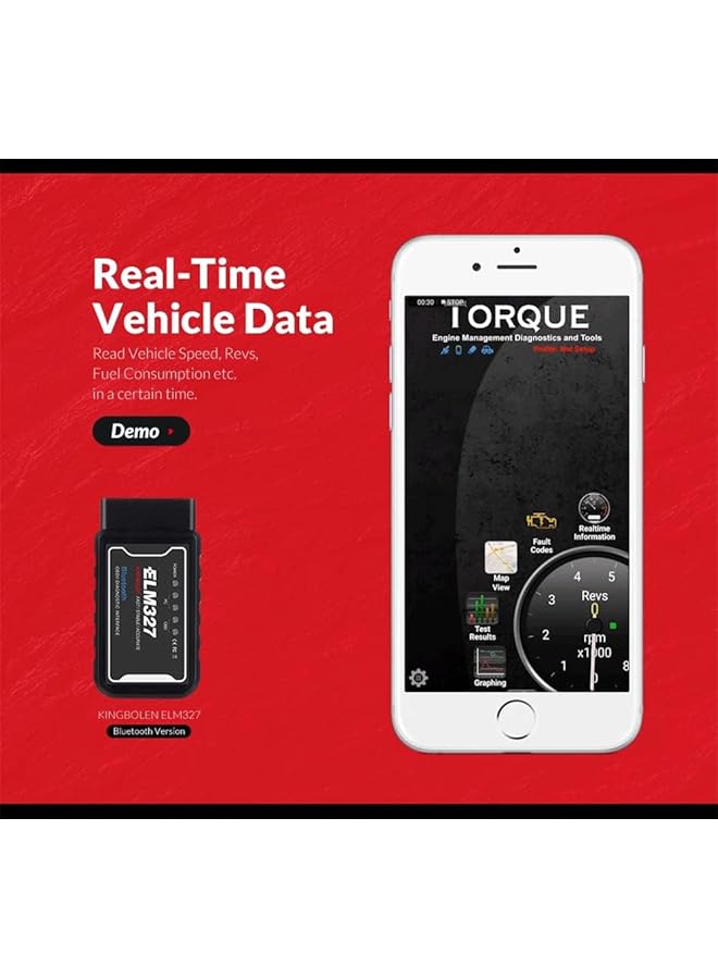 Excefore Obd2 Bluetooth Diagnostic Scanner Code Reader, V1.5 Obd2 Car Failure Detector For Android And Windows Pc, Car Auto Obd Ii Diagnostic Scan Tool For Check Engine Lights, Stable & Fast - Image 2