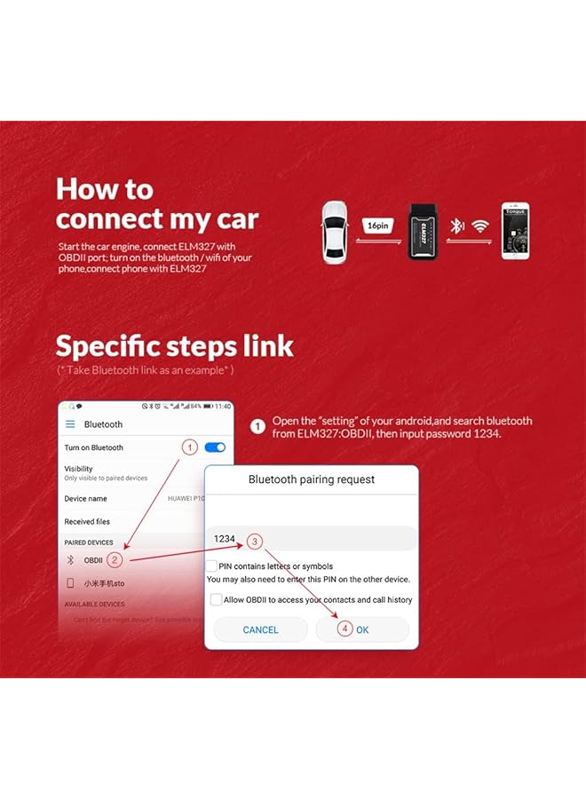 Excefore Obd2 Bluetooth Diagnostic Scanner Code Reader, V1.5 Obd2 Car Failure Detector For Android And Windows Pc, Car Auto Obd Ii Diagnostic Scan Tool For Check Engine Lights, Stable & Fast - Image 5