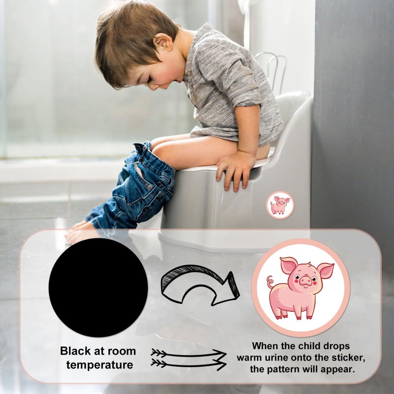 lasuroa 24pcs Potty Training Stickers - 12 Styles Toilet Target Change Color Interesting Pig, Dog, Cat Seat Decals - Reusable Animals for Boys Girls Kids Toddlers - Image 3