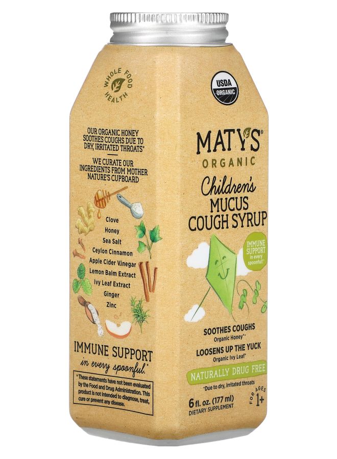 Matys شراب السعال المخاطي العضوي للأطفال من عمر 1 سنة فما فوق 6 أونصات سائلة (177 مل) - Image 2