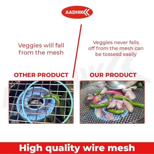 AADHIK Papad Roaster, Phukla Grill for Gas Stove,Roti Jali for Kitchen Cooking, Barbeque Grill, Brinjal Roaster,Steel Mesh Griller (8 Inch) - Image 4