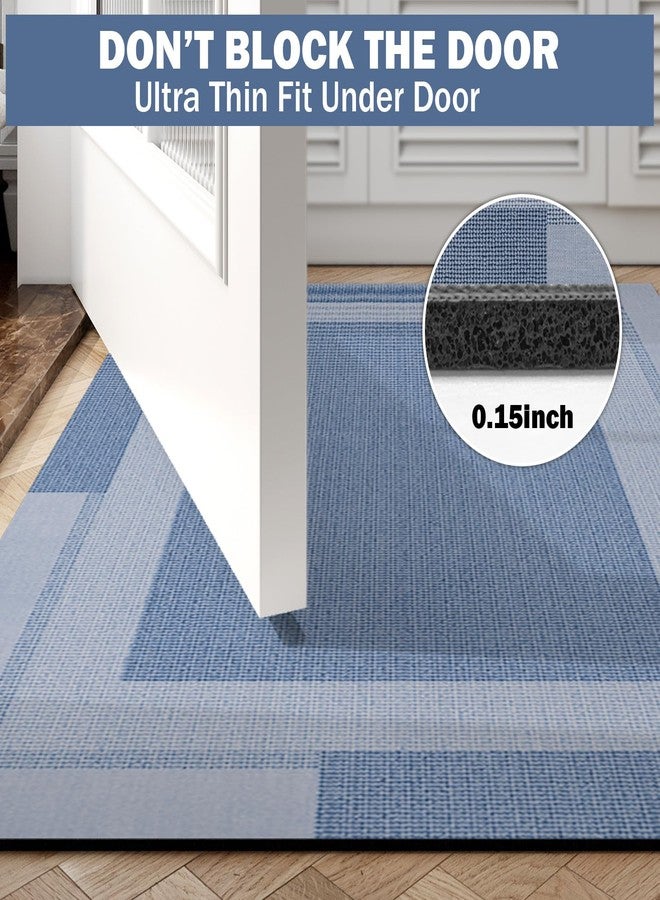 YDKGL Non Slip Bath Mat, Rubber Backing Ultra Thin Bathroom Rugs Fit Under Door Quick Dry Super Absorbent Washable Bath Rug Shower Mat for Bathroom Floor Bathtub Shower Sink, Easy Care Blue 16"x 24" - Image 3