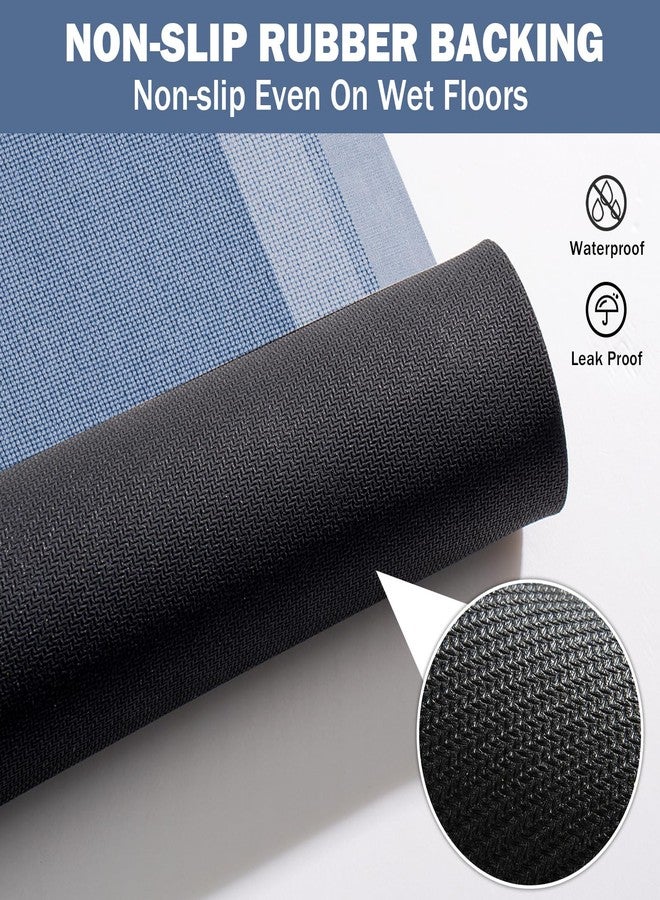 YDKGL Non Slip Bath Mat, Rubber Backing Ultra Thin Bathroom Rugs Fit Under Door Quick Dry Super Absorbent Washable Bath Rug Shower Mat for Bathroom Floor Bathtub Shower Sink, Easy Care Blue 16"x 24" - Image 4