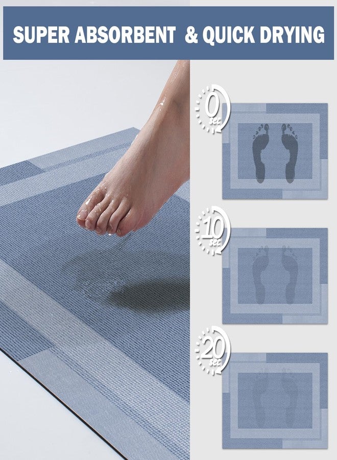 YDKGL Non Slip Bath Mat, Rubber Backing Ultra Thin Bathroom Rugs Fit Under Door Quick Dry Super Absorbent Washable Bath Rug Shower Mat for Bathroom Floor Bathtub Shower Sink, Easy Care Blue 16"x 24" - Image 5