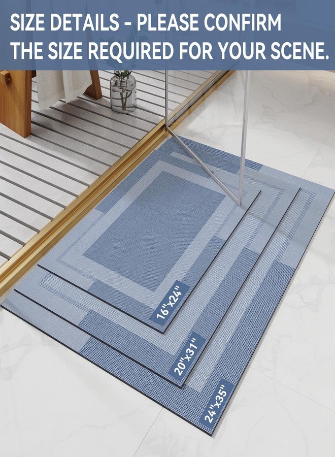 YDKGL Non Slip Bath Mat, Rubber Backing Ultra Thin Bathroom Rugs Fit Under Door Quick Dry Super Absorbent Washable Bath Rug Shower Mat for Bathroom Floor Bathtub Shower Sink, Easy Care Blue 16"x 24" - Image 2