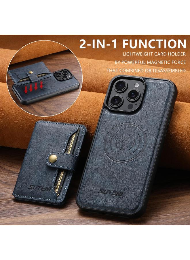 Suteni Case For iPhone 12 M4 Magnetic Card Bag MagSafe Leather Phone Case - Image 2