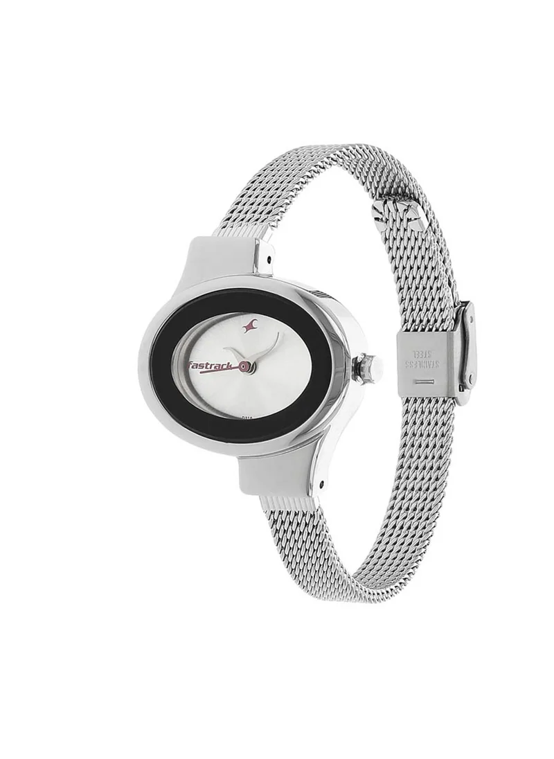 فاستراك Fastrack Quartz Analog Black Dial Stainless Steel Strap Watch for Girls