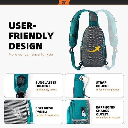 SKYSPER Sling Bag RFID Crossbody Sling Backpack Cross Body Shoulder Bag Travel Hiking Daypack for Women Men(Cyan) - Image 4