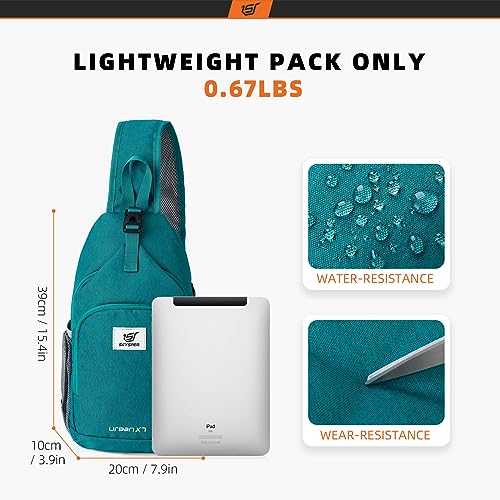SKYSPER Sling Bag RFID Crossbody Sling Backpack Cross Body Shoulder Bag Travel Hiking Daypack for Women Men(Cyan) - Image 5