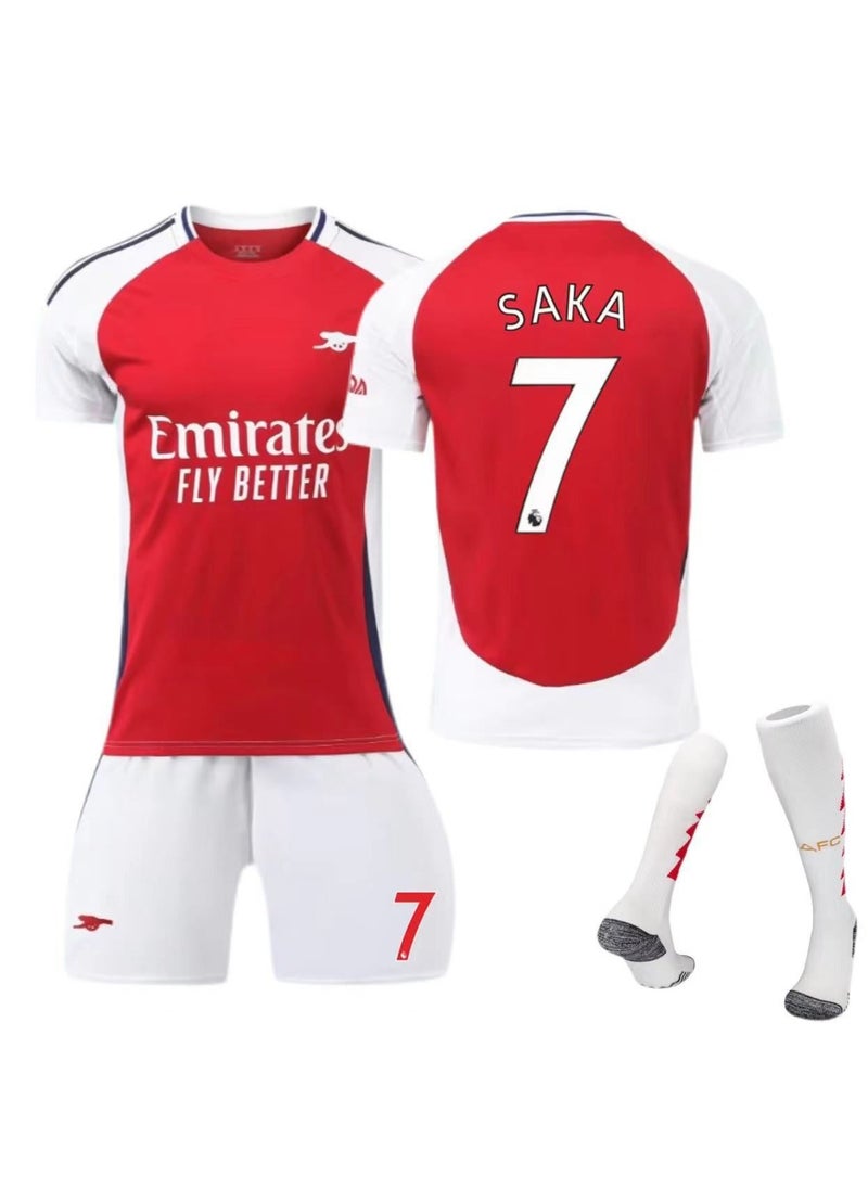 RedMapleTEK - Kids Soccer Jersey, 23/24 New Season 3-Piece Jersey Set, Arsenal Home #7 Jersey, Shorts and Socks Set, Kids Youth Size, Soccer Jersey Gift Set - Image 1