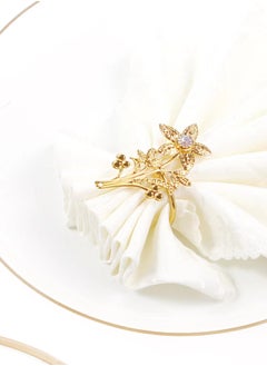 RARELY Set of 6 Gold Flower Napkin Rings Set Table Setting Accessories  - Image 3