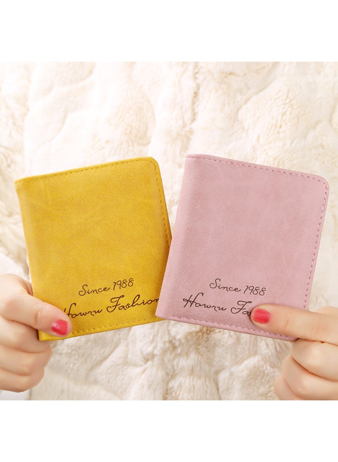Women's Wallet Buckle Short Korean Version Of The Matte Leather Retro Student Wallet Ten Dollar Shop Supply Wall-Color:Black - Image 3