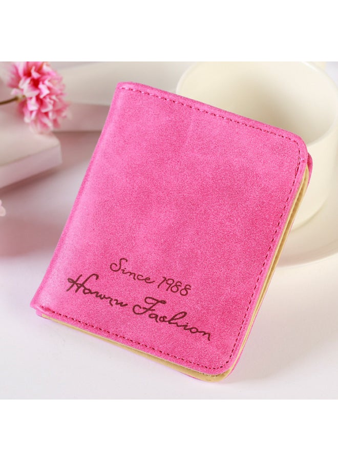 Women's Wallet Buckle Short Korean Version Of The Matte Leather Retro Student Wallet Ten Dollar Shop Supply Wall-Color:Black - Image 4