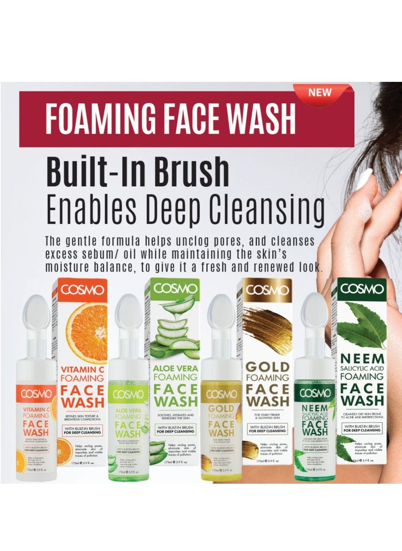 COSMO Cosmo Skin Care Aloe Vera Foaming Face Wash For Soothes, Hydrates, and Refreshes the Skin Built-in Brush 175ml, For Men & Women, Deep Clean, Facewash, All Skin Types…  - Image 4