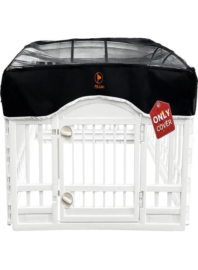 PJYuCien Dog Playpen Mesh Top Cover, Fits 36 Inch 4 Panels Regular Square Plastic Exercise Pet Pen, Adhesive Tape Connections, Black (Note: Cover Only, Fence Not Included) - Image 1
