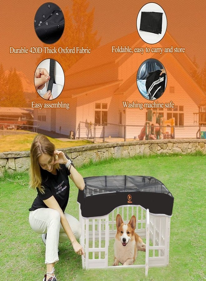 PJYuCien Dog Playpen Mesh Top Cover, Fits 36 Inch 4 Panels Regular Square Plastic Exercise Pet Pen, Adhesive Tape Connections, Black (Note: Cover Only, Fence Not Included) - Image 5