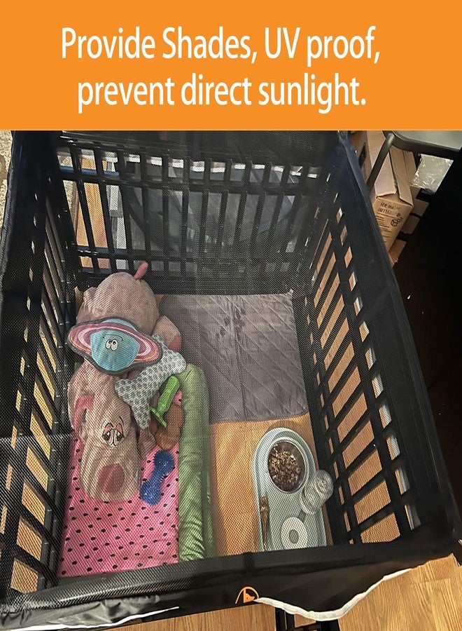 PJYuCien Dog Playpen Mesh Top Cover, Fits 36 Inch 4 Panels Regular Square Plastic Exercise Pet Pen, Adhesive Tape Connections, Black (Note: Cover Only, Fence Not Included) - Image 3