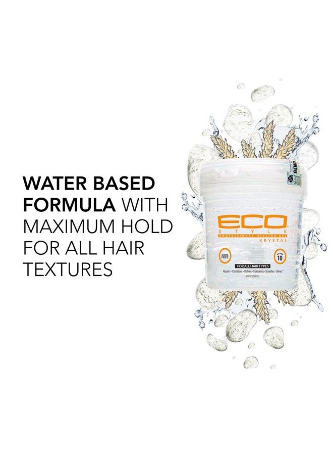 Eco Style Krystal Styling Gel - Adds Body and Shine to all Styles - Moisturizes and Maintains Healthy Hair - Strong, Weightless Hold - Ideal for any Hair Type and Color - Leaves No Residue - 8 oz - Image 2