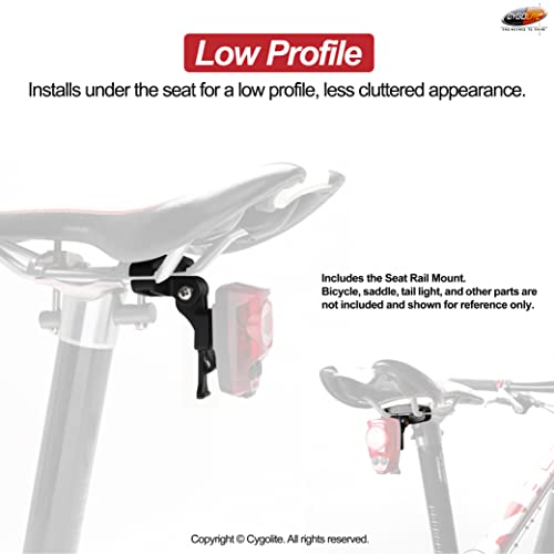 Cygolite Saddle Rail Mount - for Cygolite Hypershot & Hotshot Series Tail Lights – Installs Under Bicycle Saddle, Less Cluttered Look – Compact & Durable - Fits Most Bicycle Saddles, Black - Image 2