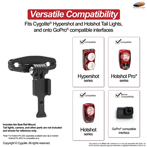 Cygolite Saddle Rail Mount - for Cygolite Hypershot & Hotshot Series Tail Lights – Installs Under Bicycle Saddle, Less Cluttered Look – Compact & Durable - Fits Most Bicycle Saddles, Black - Image 4