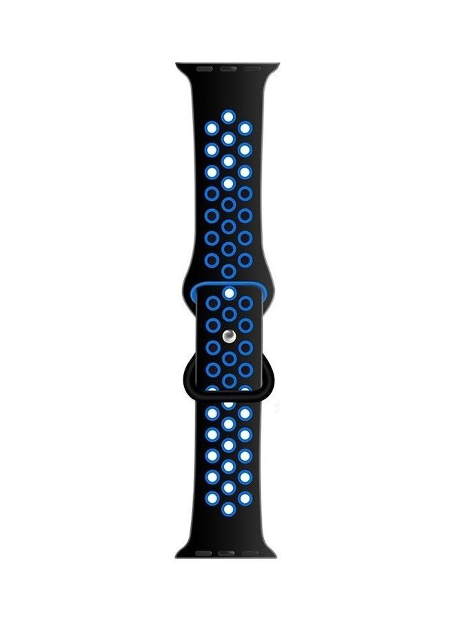 NIBEMINENT Ethnic Replacement Watchband For Apple Watch Series 1/2/3/4/5/6/7/SE 38/40/41mm Black/Blue - Image 1