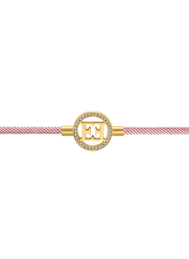 إسكادا Isabella Pink Silk Cord Bracelet with Gold Plated Escada Logo Charm