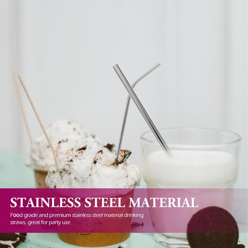 Reusable Stainless Steel Straws Set 7pcs with Cleaning Brush and Cotton Linen Bag - Image 5