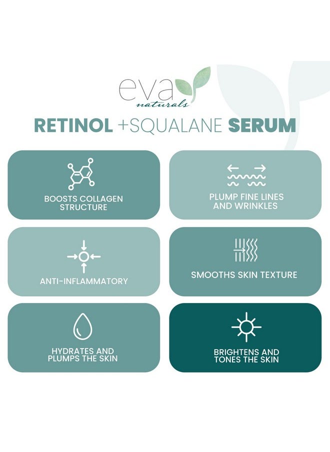 Eva Naturals مصل الريتينول مع 1% سكوالين من إيفا ناتشورالز (زجاجة مزدوجة الحجم) أفضل مصل مضاد للشيخوخة يقلل التجاعيد يساعد على منع أضرار أشعة الشمس ويزيل البقع الداكنة فيتامين أ الريتينول مع حمض الهيالورونيك  - Image 5