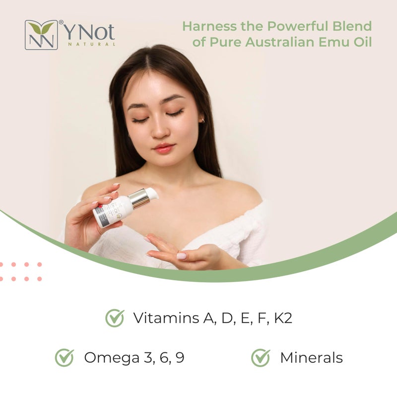 Y Not Natural Pure Emu Oil - Organic Moisture for Face, Body, Hair, Scalp & Nails - Rich in Omega 3-6-9, Vitamins & Essential Minerals - Australian Emu Oil (100ml) 3.38 fl oz -Unscented - Image 2