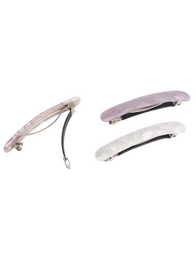 Folansy 3PCS Women's Hair Barrettes: Tortoise Shell Automatic Clips for Thick/Medium Hair, Retro Clasp (Sakura Pink, Ivory, Lavender) - Image 3