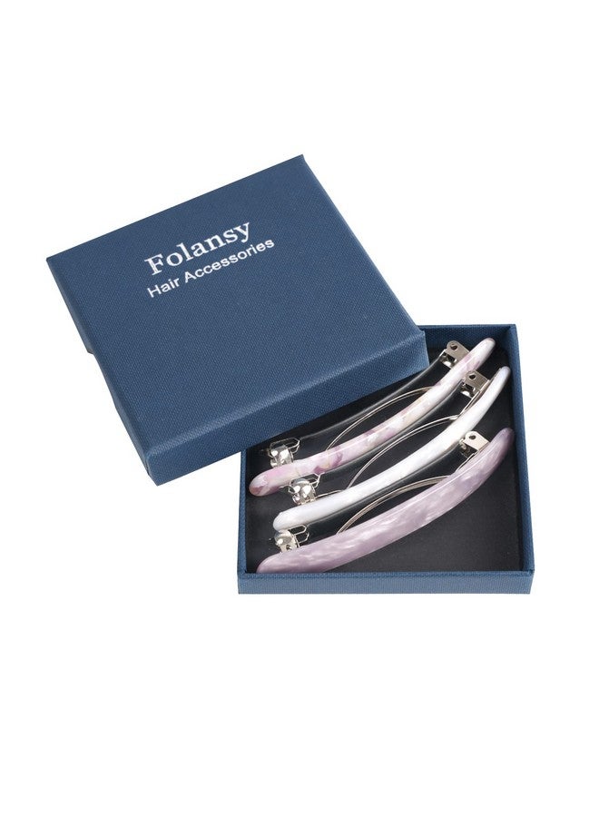 Folansy 3PCS Women's Hair Barrettes: Tortoise Shell Automatic Clips for Thick/Medium Hair, Retro Clasp (Sakura Pink, Ivory, Lavender) - Image 4