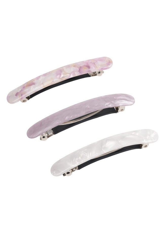 Folansy 3PCS Women's Hair Barrettes: Tortoise Shell Automatic Clips for Thick/Medium Hair, Retro Clasp (Sakura Pink, Ivory, Lavender) - Image 1