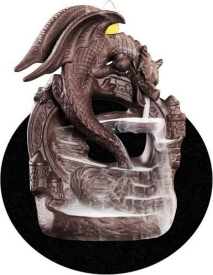 PTEROSAUR DRAGON BACKFLOW INCENSE BURNER SET HANDCRAFTED WATERFALL SMOKE EFFECT WITH 10 CONES MAT MYTHICAL DECOR FOR GAMERS DINOSAUR COLLECTOR FIGURINE HOME ALTAR CENTERPIECE