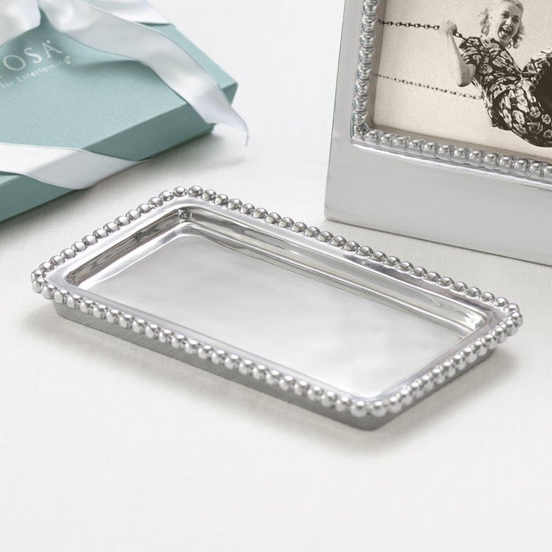MARIPOSA Beaded Statement Handcrafted Tray  One Size  Silver - Image 2