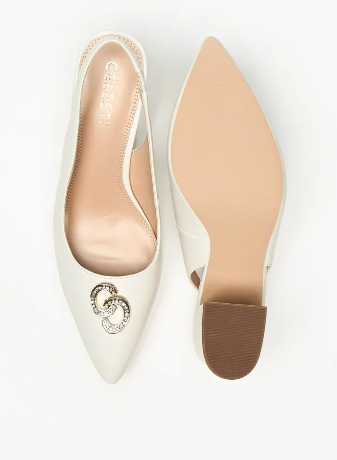 Celeste Women's Solid Slingback Shoes with Block Heels