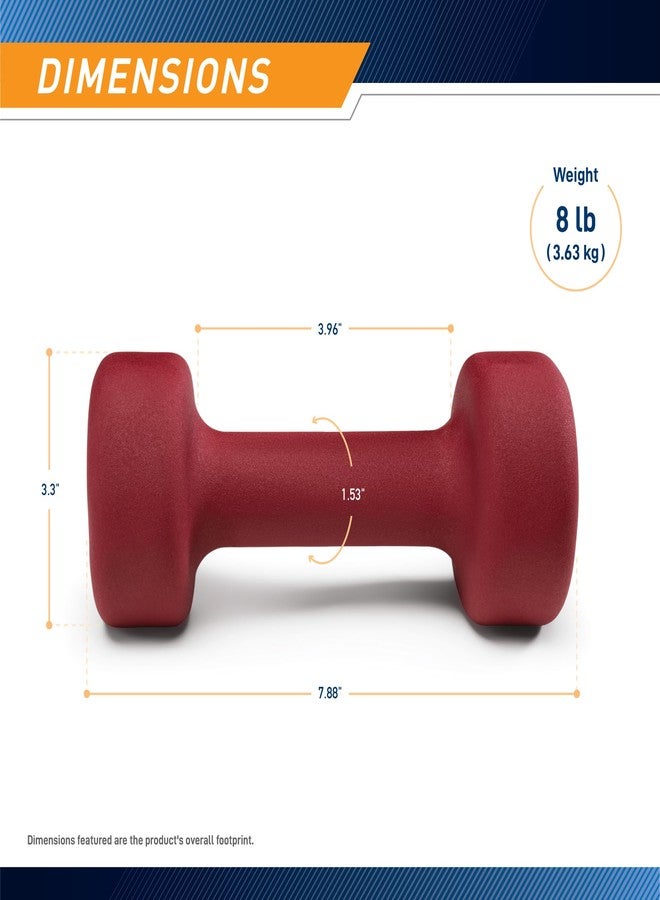 Marcy Neoprene Dumbbell, Single Piece, 8-lb, Burgundy - Image 2