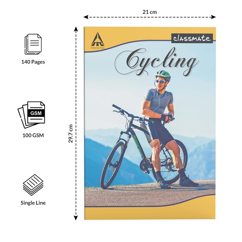 classmate Long Book - Single Line, 140 Pages, 297 mm x 210 mm - Pack Of 3 - Image 4