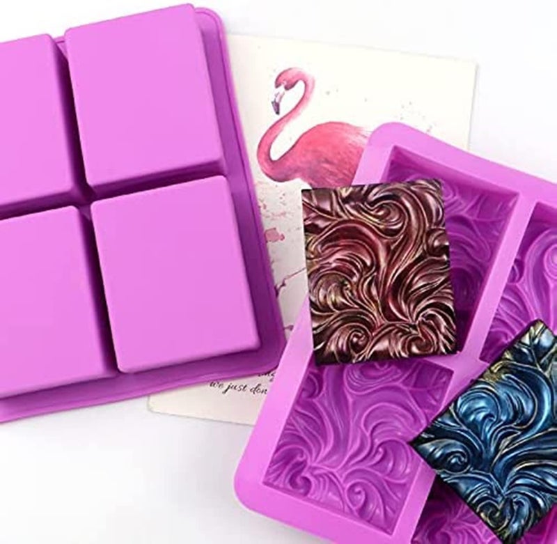 DD-life 2PCS Sea Wave Silicone Soap Molds, 4-Cavity Rectangular Wave Silicone Molds for Homemade Soaps Chocolate Jelly Pudding Mousse Cake Making - Image 4