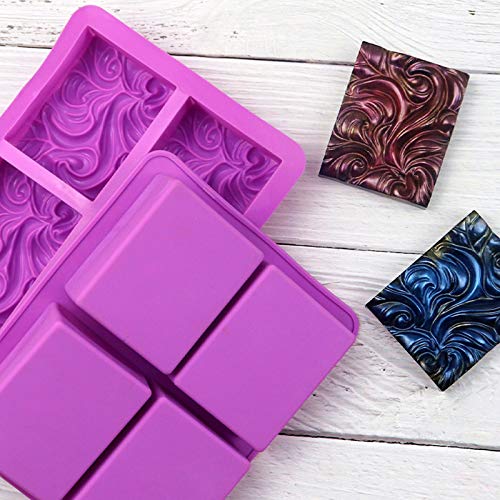 DD-life 2PCS Sea Wave Silicone Soap Molds, 4-Cavity Rectangular Wave Silicone Molds for Homemade Soaps Chocolate Jelly Pudding Mousse Cake Making - Image 3