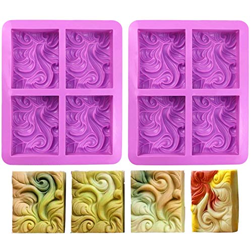 DD-life 2PCS Sea Wave Silicone Soap Molds, 4-Cavity Rectangular Wave Silicone Molds for Homemade Soaps Chocolate Jelly Pudding Mousse Cake Making - Image 1
