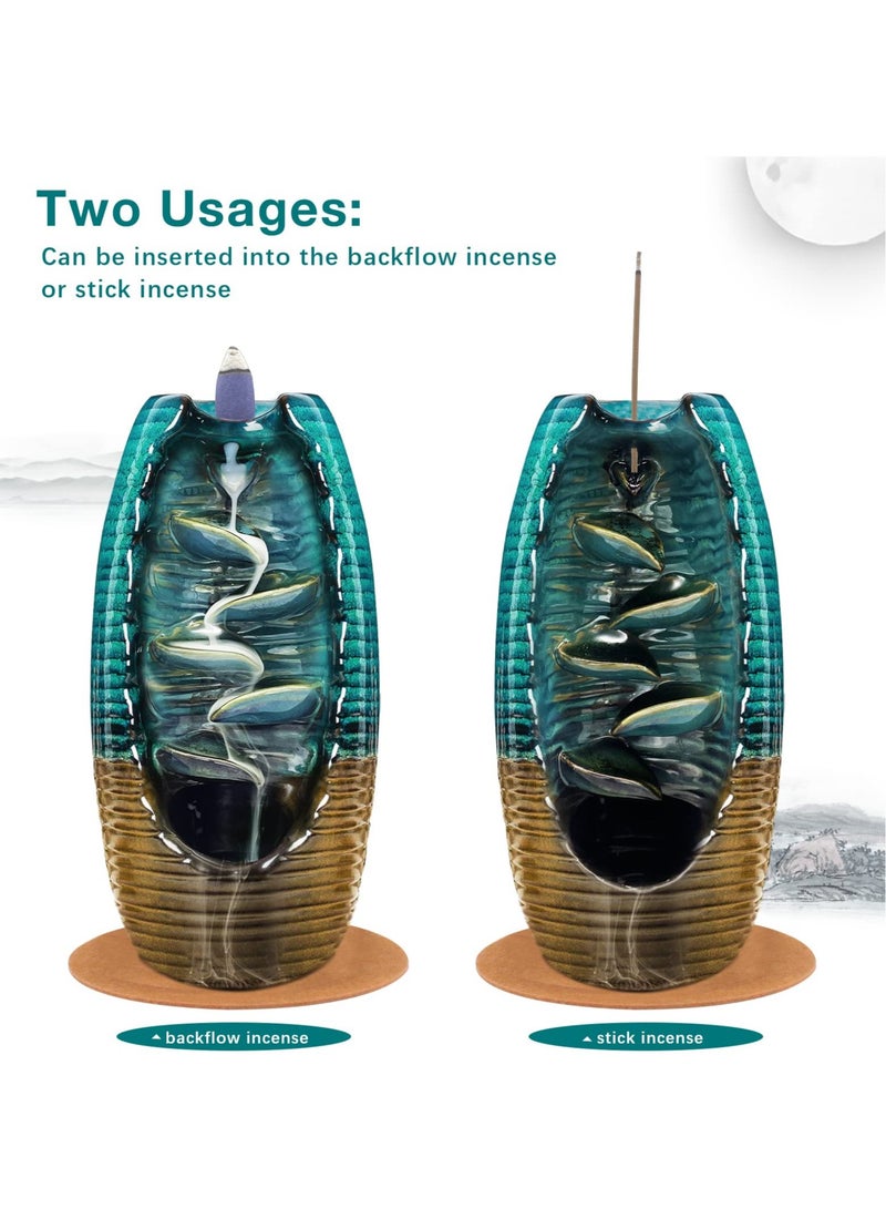 SYOSI Incense Waterfall Burner Holder with 120 Backflow Cones, Backflow Incense Burner, Aromatherapy Ornamental for Home Office Yoga - Image 2
