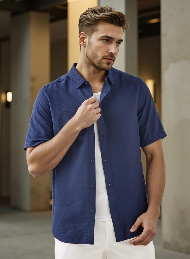 سبلاش فيڤ قميص بياقة بنقش مجعد بقصة عادية